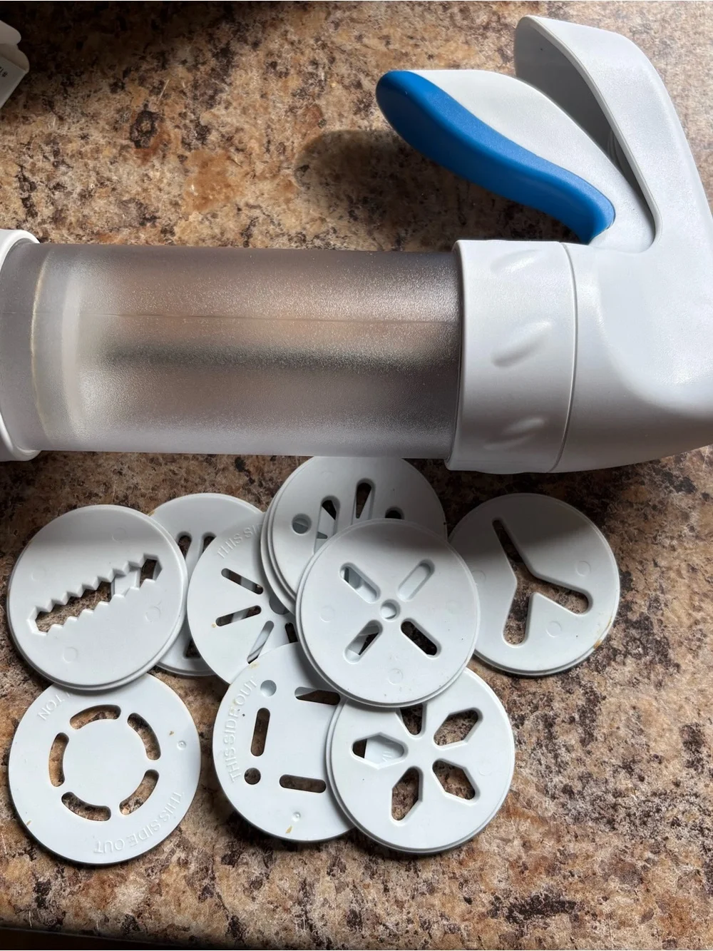 Wilton Cookie Press in White with Blue Accent